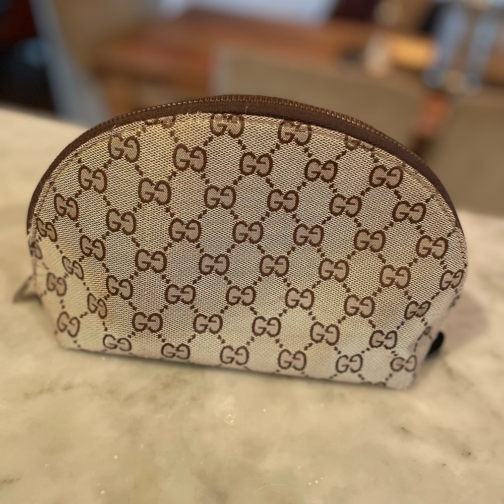 Gucci Beige and Brown Monogram Clutch